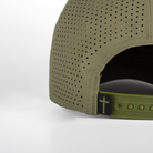 rear view of Green hat showing cross label